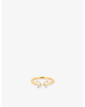 Astrid & Miyu Butterfly Rhodium Plated Sterling- And Cubic Zirconia Ring - Metallic