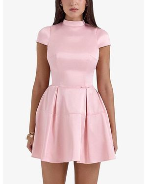 House Of Cb Debutante Cap-Sleeve Backless Satin Midi Dress in Black | Lyst