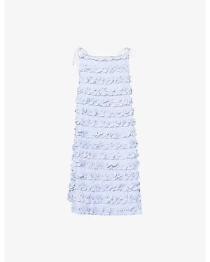 Damson Madder Leili Ruffle Cotton Mini Dress - Blue