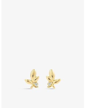 Tiffany & Co. Leaf Diamond And 18Ct- Earrings - Metallic