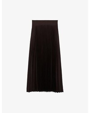 Reiss Seren Pleated Woven Midi Skirt - Black