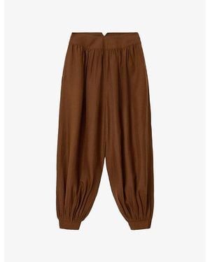 AllSaints Harrie Balloon-Leg Linen-Blend Trousers - Brown