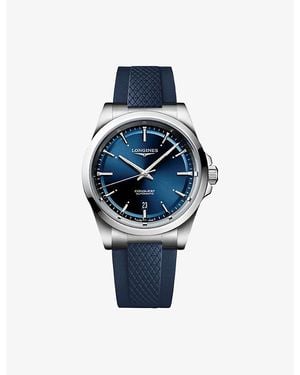 Longines L3.720.4.92.9 Conquest Stainless-Steel And Rubber Automatic Watch - Blue