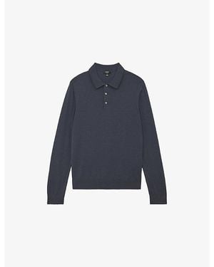 Reiss Trafford Half-Button Merino-Wool Polo - Blue