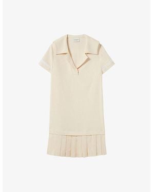 ワンピース [CLAUDIE PIERLOT] Belted Pleated Mini Dress CLAUDIE PIERLOT Pleated Short Dress With Ruffles in BLACK