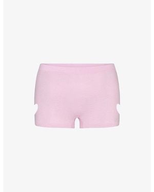 Skims Micro Heart Worn-In Cotton-Jersey Shorts - Pink