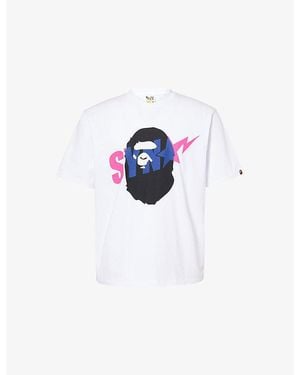 A Bathing Ape Bape X Spotify X Syna Ape Head Relaxed-Fit Cotton-Jersey T-Shirt - Blue