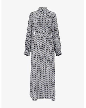 Weekend by Maxmara Graphic-Print Belted Silk Maxi Dress - Grey
