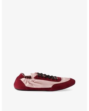 Prada Collapse Re Nylon And Suede Trainers - Red