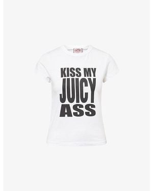 Juicy Couture Kiss My Round-Neck Cotton T-Shirt - White