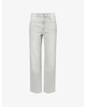 PAIGE Stevie Raw-Hem Straight-Leg Denim Jeans - Grey