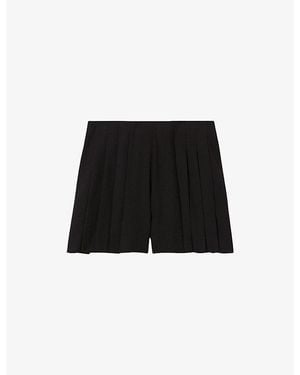 Claudie Pierlot Flared Pleated Woven Shorts - Black