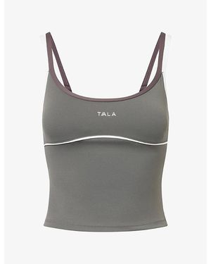 WE Are Tala Skinluxe Contrast-Strap Jersey Vest Top - Gray