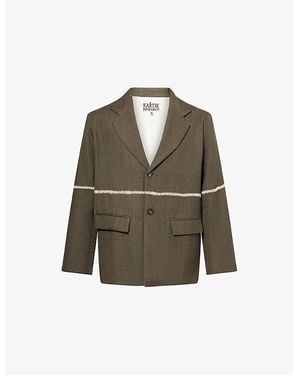 Kartik Research Rabari Embroidered Wool Blazer - Green