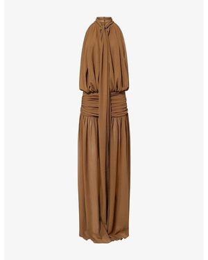 De La Vali Cruz Chiffon Woven Maxi Dress - Brown