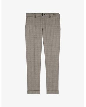 The Kooples Prince Of Wales Print Slim-Leg Wool Suit Pants - Gray