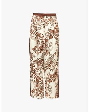 ALÉMAIS Vinnie Graphic-Print Wide-Leg High-Rise Woven Trousers - Natural