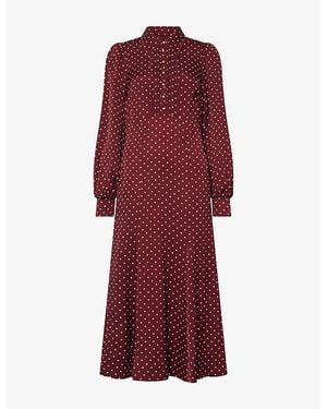 ME+EM Polka-Dot Fit-And-Flare Woven Midi Dress - Red