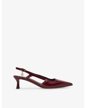 Maje Clover-Charm Patent-Leather Slingback Courts - Red