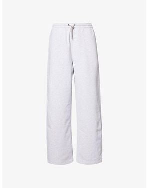 Alexander Wang Rhinestone Drawcord Wide-Leg Cotton-Jersey Jogging Bottoms - White