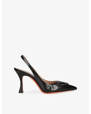 Santoni Taylor 85 Leather Slingbacks - Black