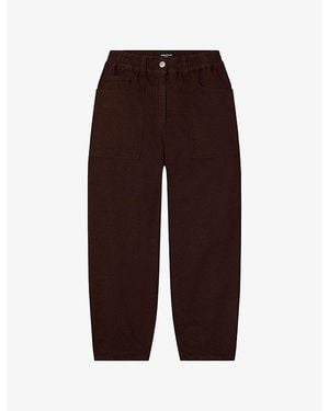 Whistles Barrel-Leg Elasticated-Waist Denim Jeans - Brown
