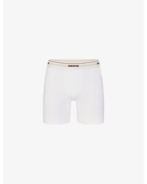 Skims Cotton Rib 5In Stretch-Cotton Boxer Briefs - White