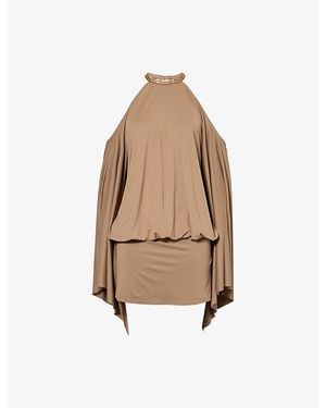 Jaded London Alula Cut-Out Stretch-Mesh Mini Dress - Natural