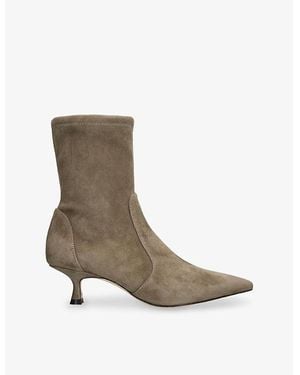 Stuart Weitzman Naomi Suede Heeled Ankle Boots - Grey