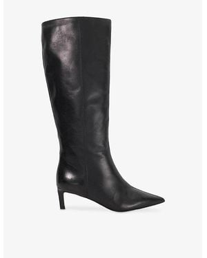 Dune Smoothly Leather Heeled Knee-High Boots - Black