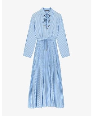 Maje Rossima Eyelet Pleated Maxi Dress in Natural | Lyst