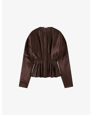 JOSEPH Eris Volume-Sleeved Linen And Silk Blouse - Brown