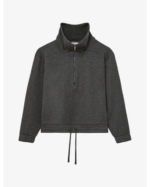 Reiss Layla Half-Zip Lyocell And Wool Sweatshirt - Black