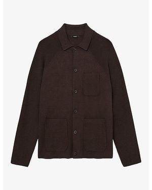 Reiss Fitzwilliam Button-Through Knitted Cardigan - Brown