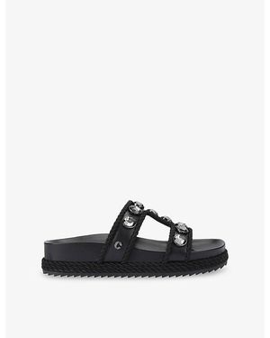 Carvela Kurt Geiger Sorella Crystal-Embellished Faux-Leather Sandals - Black