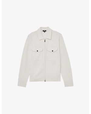 Reiss Dunstall Four-Pocket Knitted Jacket - White