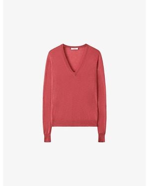 JOSEPH Cashair V-Neck Cashmere Sweater - Red