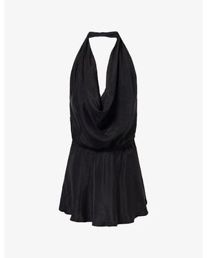 Dissh Adele Cowl-Neck Cupro-Blend Top - Black