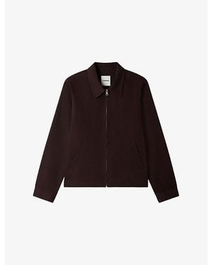 Sandro Pointed-Collar Cotton Harrington Jacket - Brown