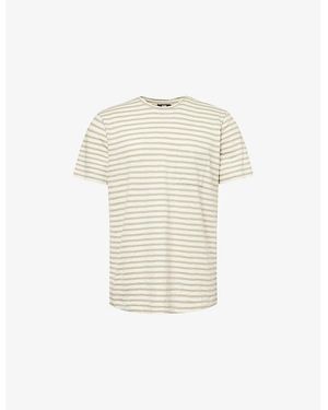 PAIGE Kenneth Stripe-Print Cotton-Jersey T-Shirt - White