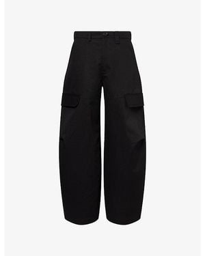 Simone Rocha Pleat Balloon Cotton Cargo Trousers - Black