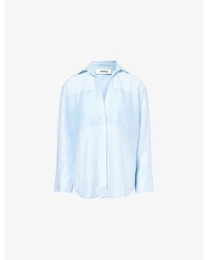 4th & Reckless Geri Semi-Sheer Longline Shirt - Blue