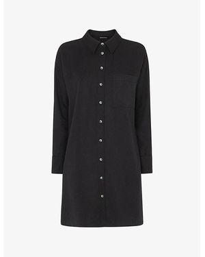 Whistles Helena Button-Through Woven Mini Dress - Black