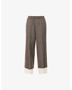 Undercover Herringbone-Pattern Straight-Leg Wool-Blend Pants - Gray