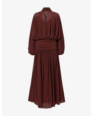 De La Vali Solana Chiffon Maxi Dress - Red