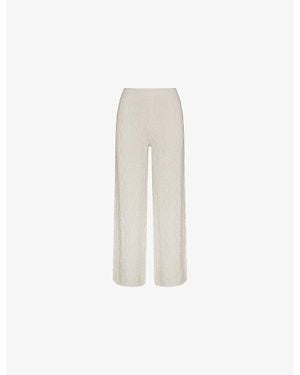 Skims Cable-Knit Straight Leg Trousers - White