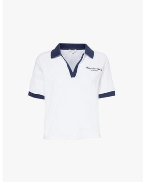 Sporty & Rich Eden Logo-Embroidered Cotton-Jersey Polo Shirt - Blue