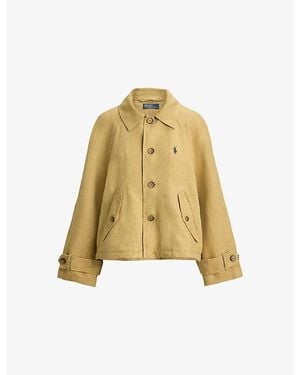 Polo Ralph Lauren Relaxed-Fit Logo-Embroidered Linen Jacket - Yellow