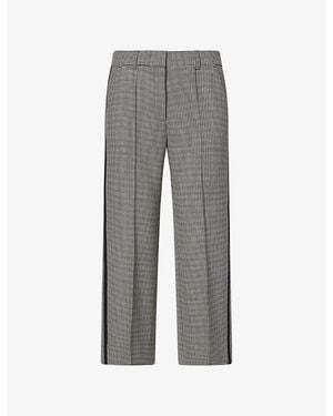 ME+EM Houndstooth-Pattern Straight-Leg Woven Trousers - Grey