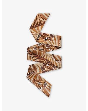 Cartier Panthère And Tiger Silk Bandeau Scarf - Metallic